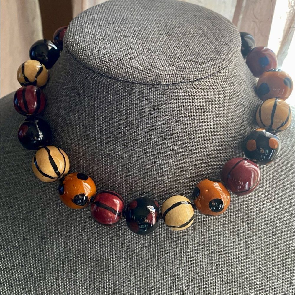 Handcrafted Painted Bead Necklace